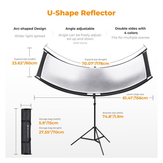 K&F Concept Curved Reflector U-Shaped Reflector